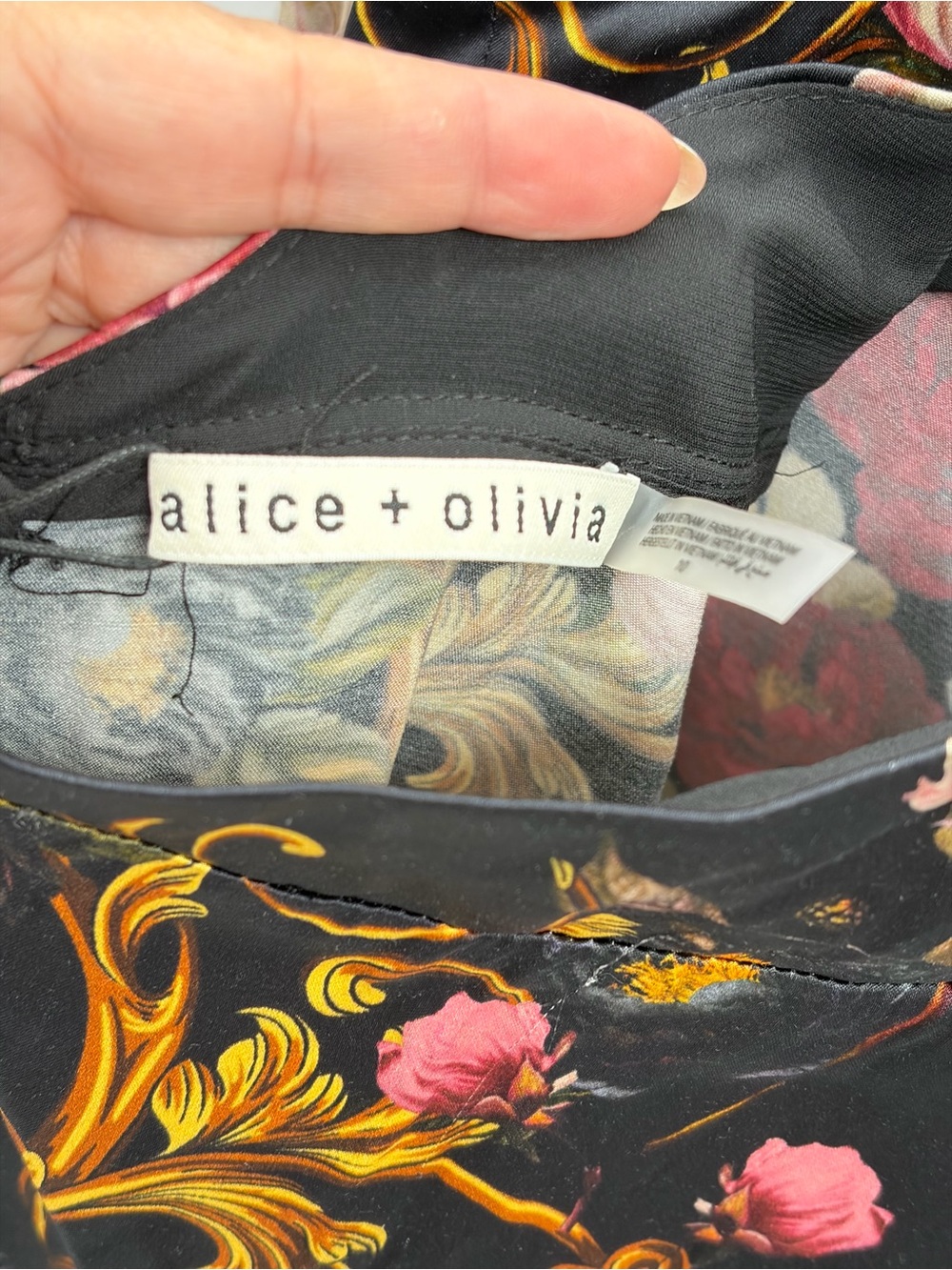 Alice + Olivia Milta Floral Mermaid Satin Slip Maxi Dress size 10 - Picture 8 of 14